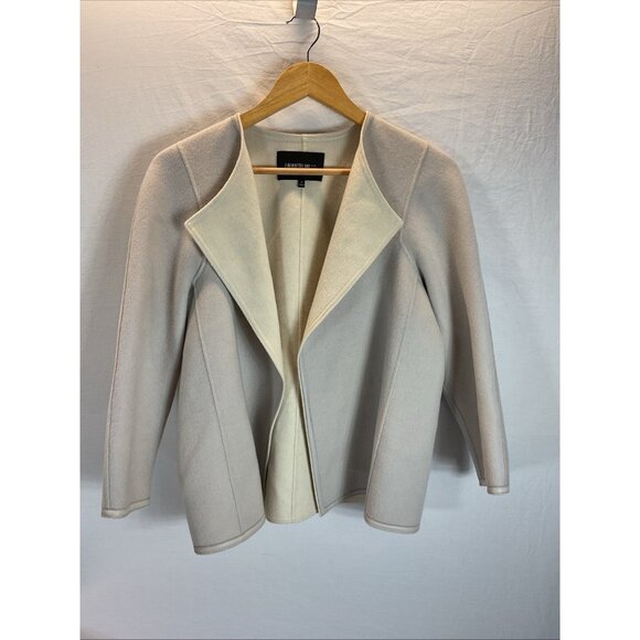 Lafayette 148 Sweater Open Front Cardigan Cashmere/ Wool Ivory Gray size SM - Picture 1 of 8